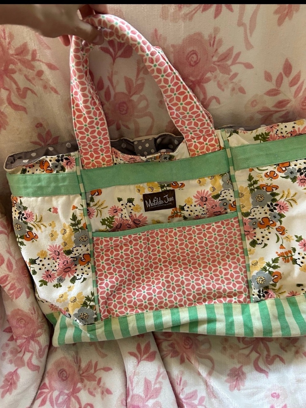 Matilda Jane Pink and Mint Floral Patchwork Shoulder Bag